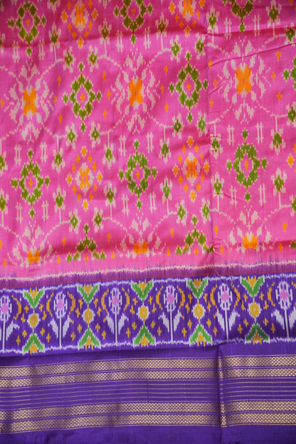 Pure Ikkat Soft Silk Saree - Purple & Pink