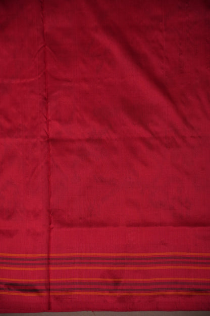 Pure Ikkat Soft Silk Saree - Off White & Red