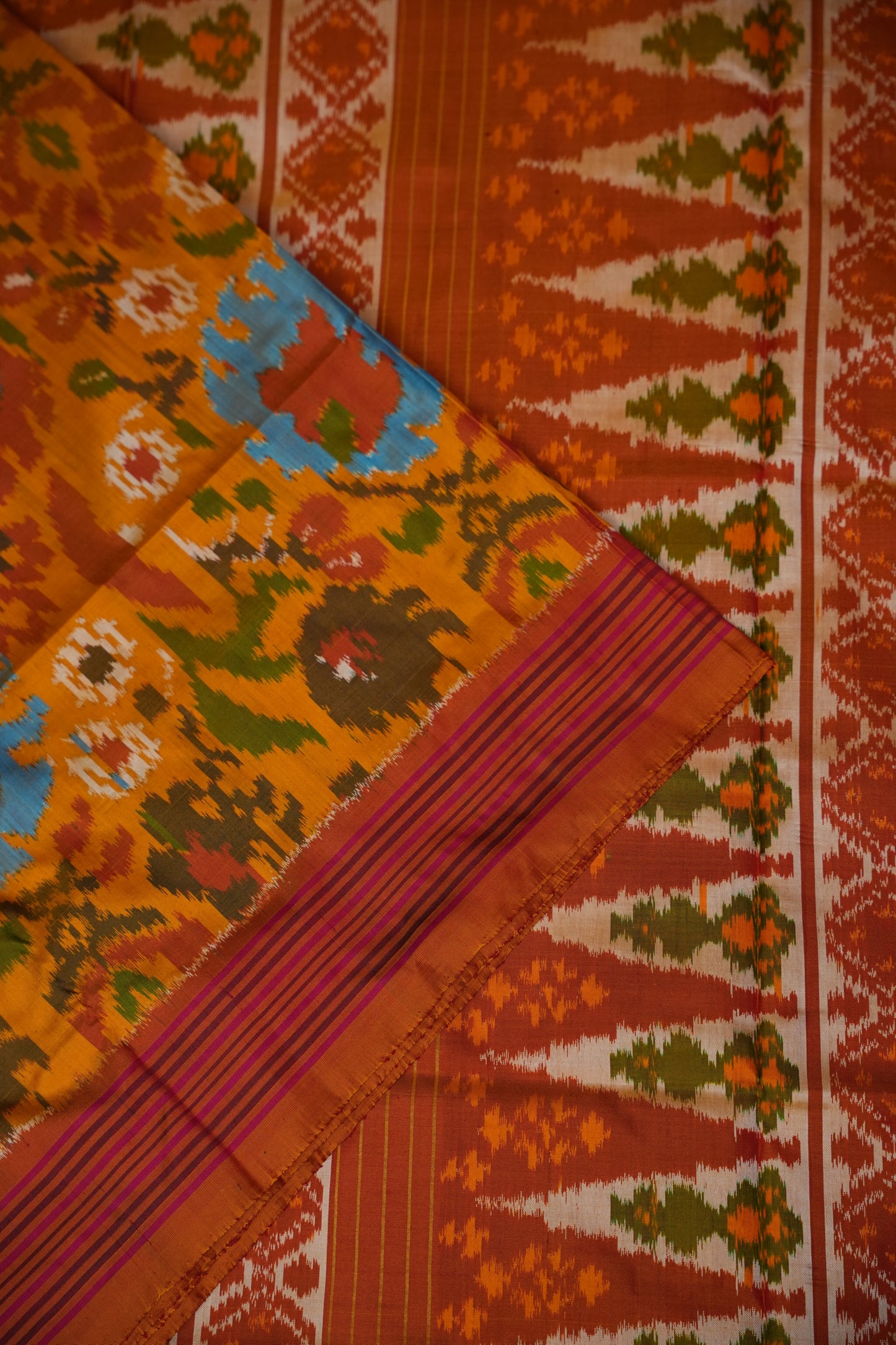 Pure Ikkat Soft Silk Saree - Mustard Yellow