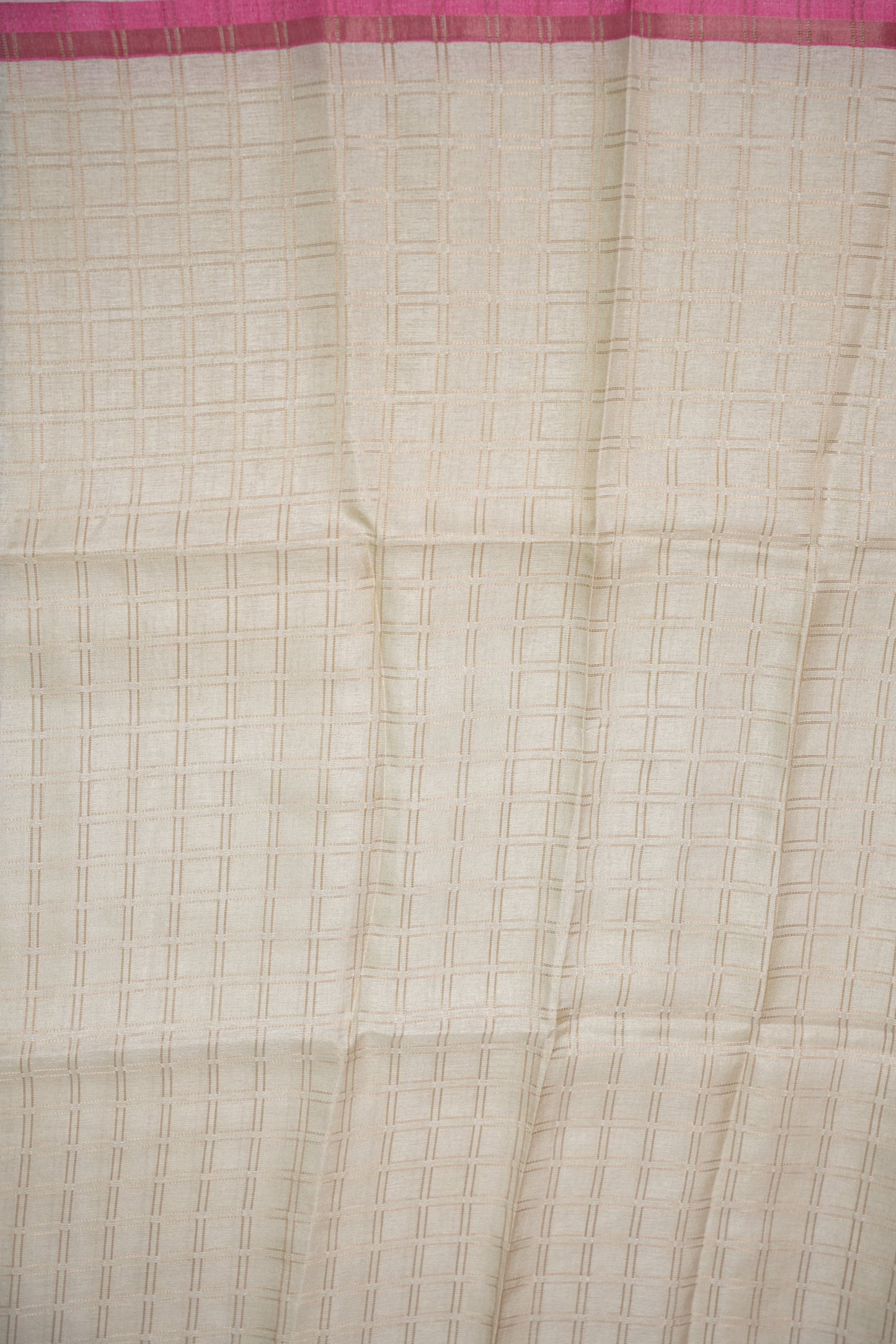 Semi Tussar Raw Silk Saree with Checkered Body & Kalamkari Pallu and Blouse – Dusty Pink