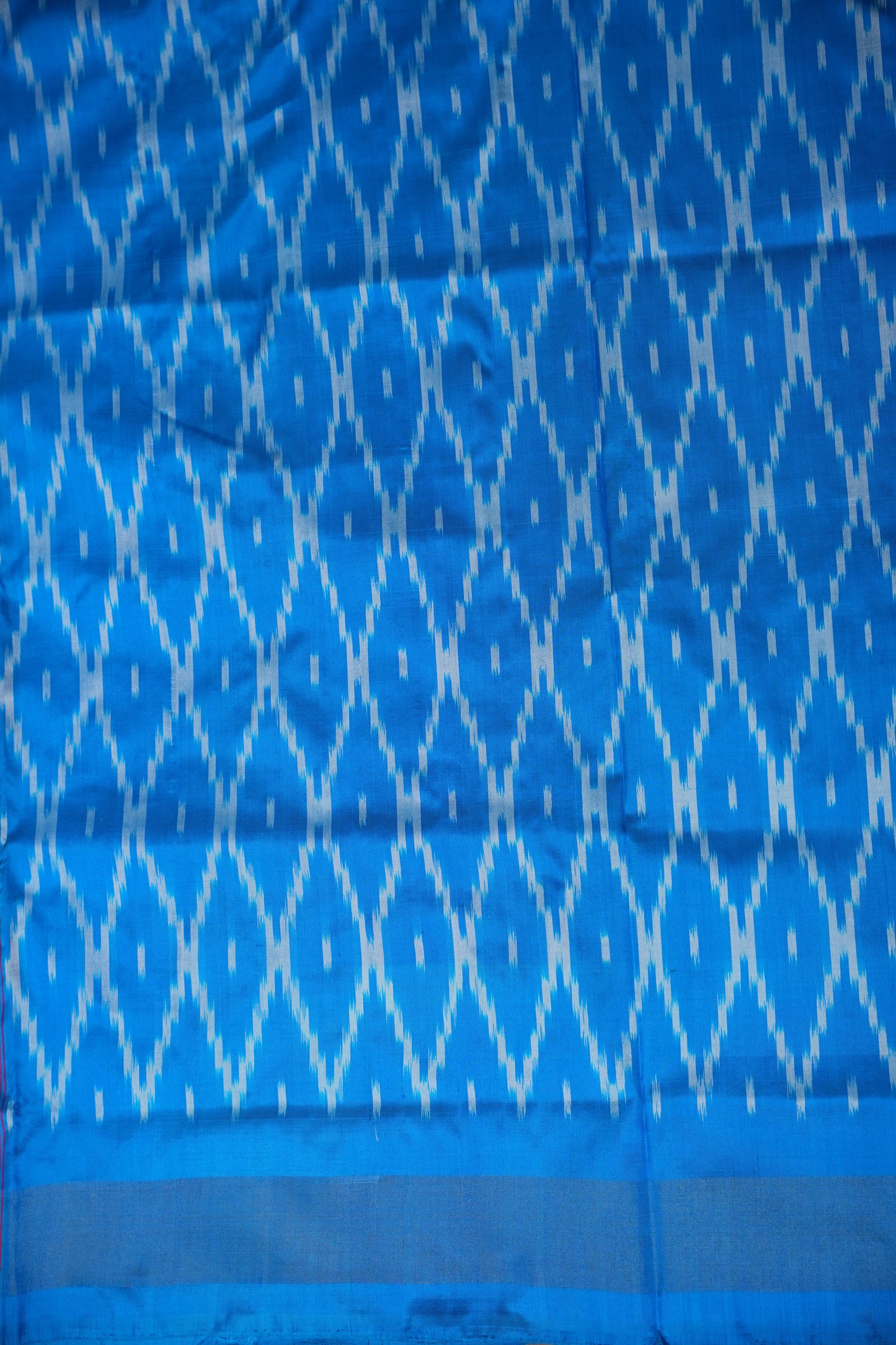 Pure Ikkat Soft Silk Saree - Orange & Blue