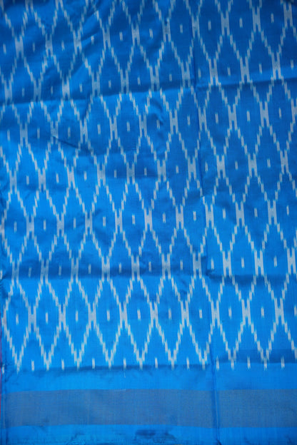 Pure Ikkat Soft Silk Saree - Orange & Blue