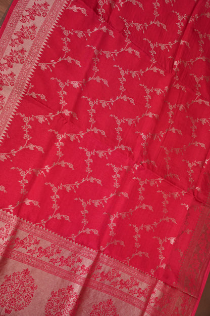Banarasi Silk Saree – Pink with Antique Gold Zari Floral Weave