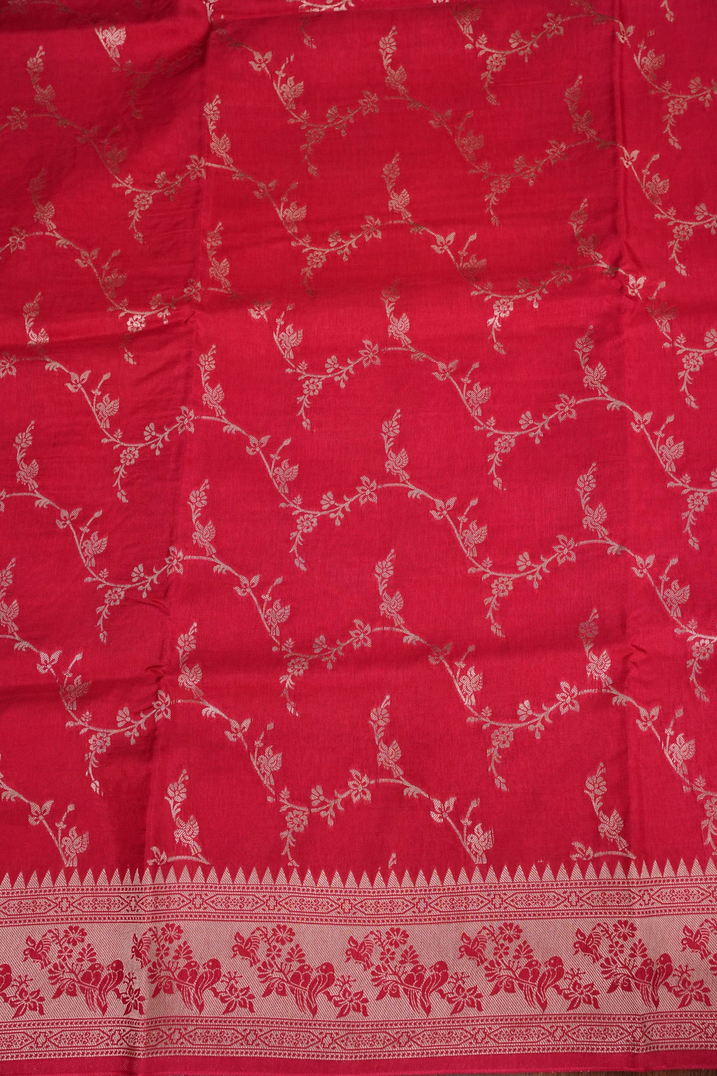Banarasi Silk Saree – Pink with Antique Gold Zari Floral Weave