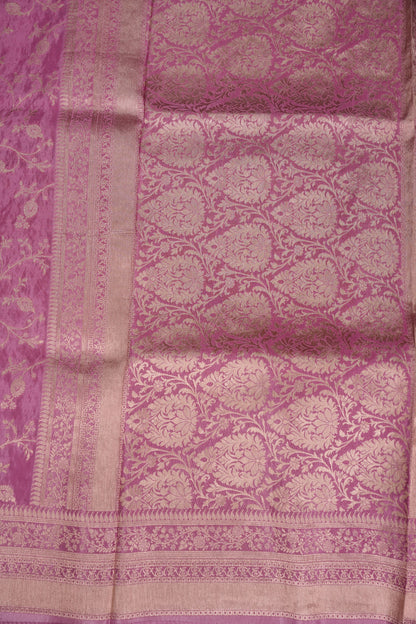 Banarasi Silk Saree – Dusty Rose Pink with Elegant Gold Zari Floral Weave