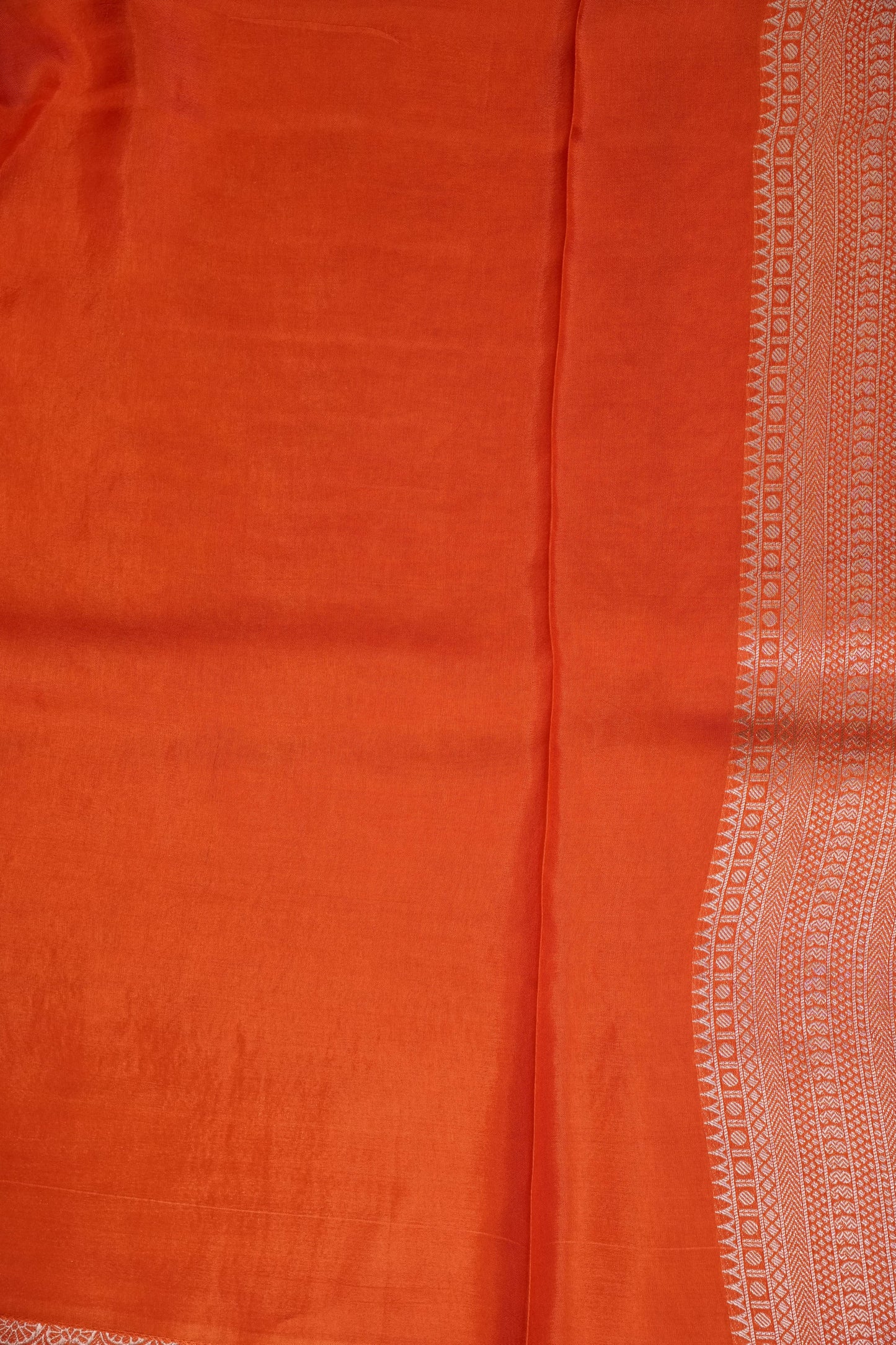 Banarasi Silk Saree – Vibrant Coral Orange with Antique Gold Zari Floral Weave