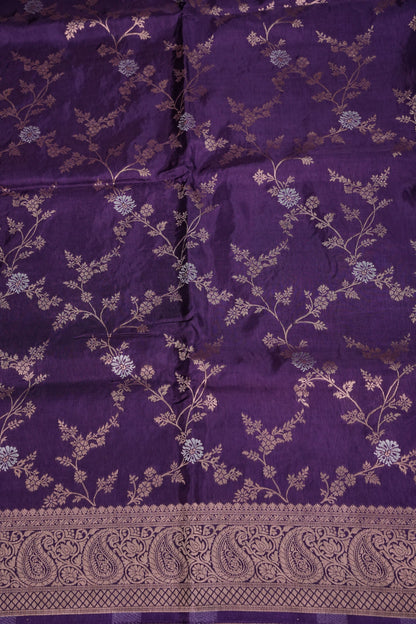 Banarasi Silk Saree – Royal Purple with Intricate Gold Zari Floral Weave