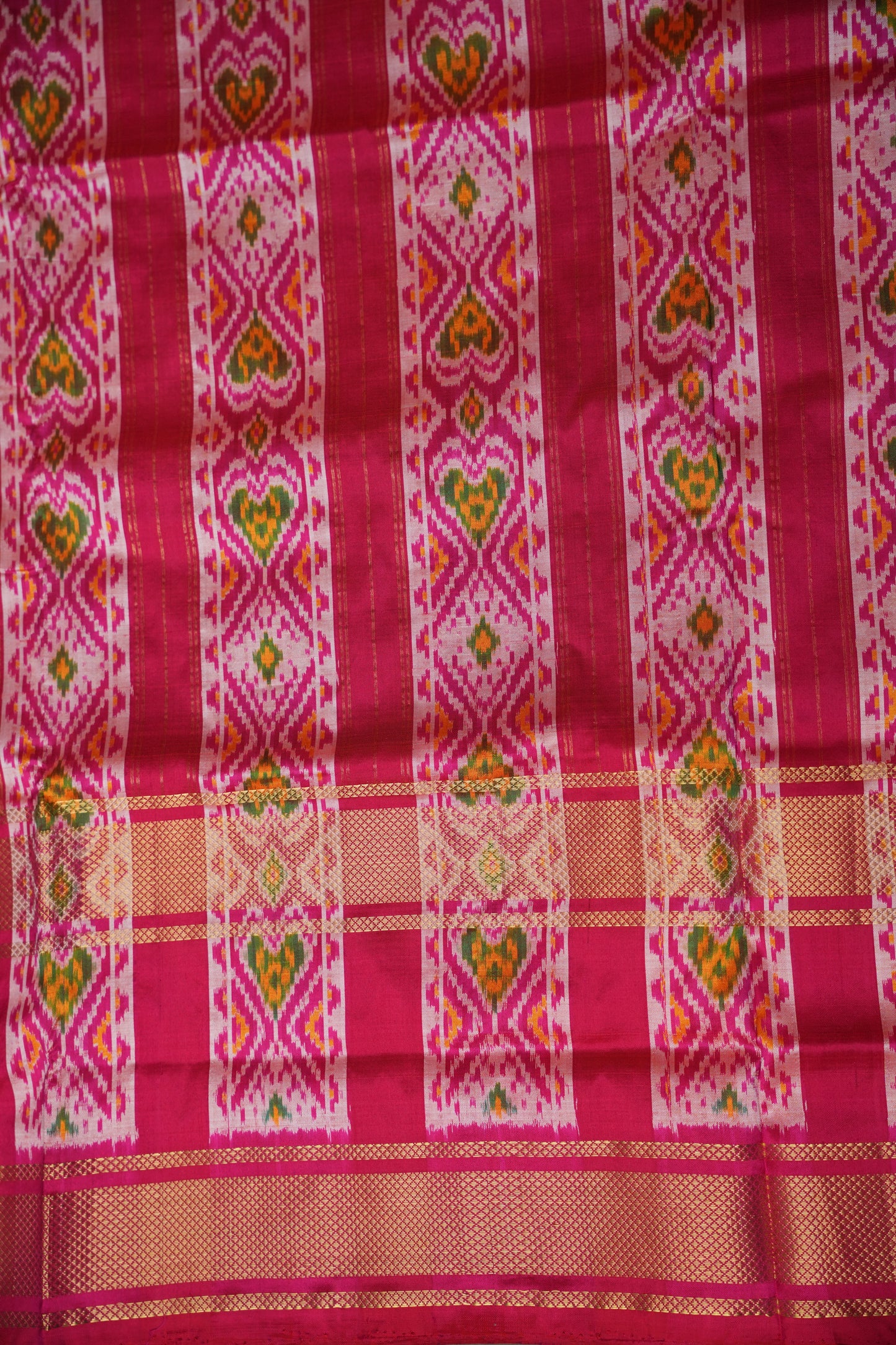 Pure Ikkat Soft Silk Saree - Pink & Deep Purple