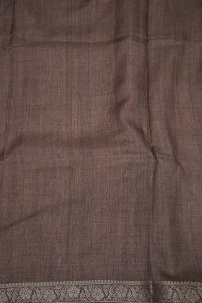 Linen Tussar Saree with Floral Kalamkari Digital Print – Slate Grey