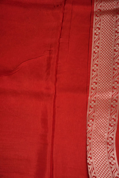 Banarasi Silk Saree – Classic Red with Intricate Gold Zari Floral Weave