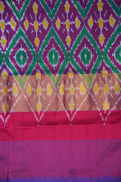 Pure Ikkat Soft Silk Saree - Yellow