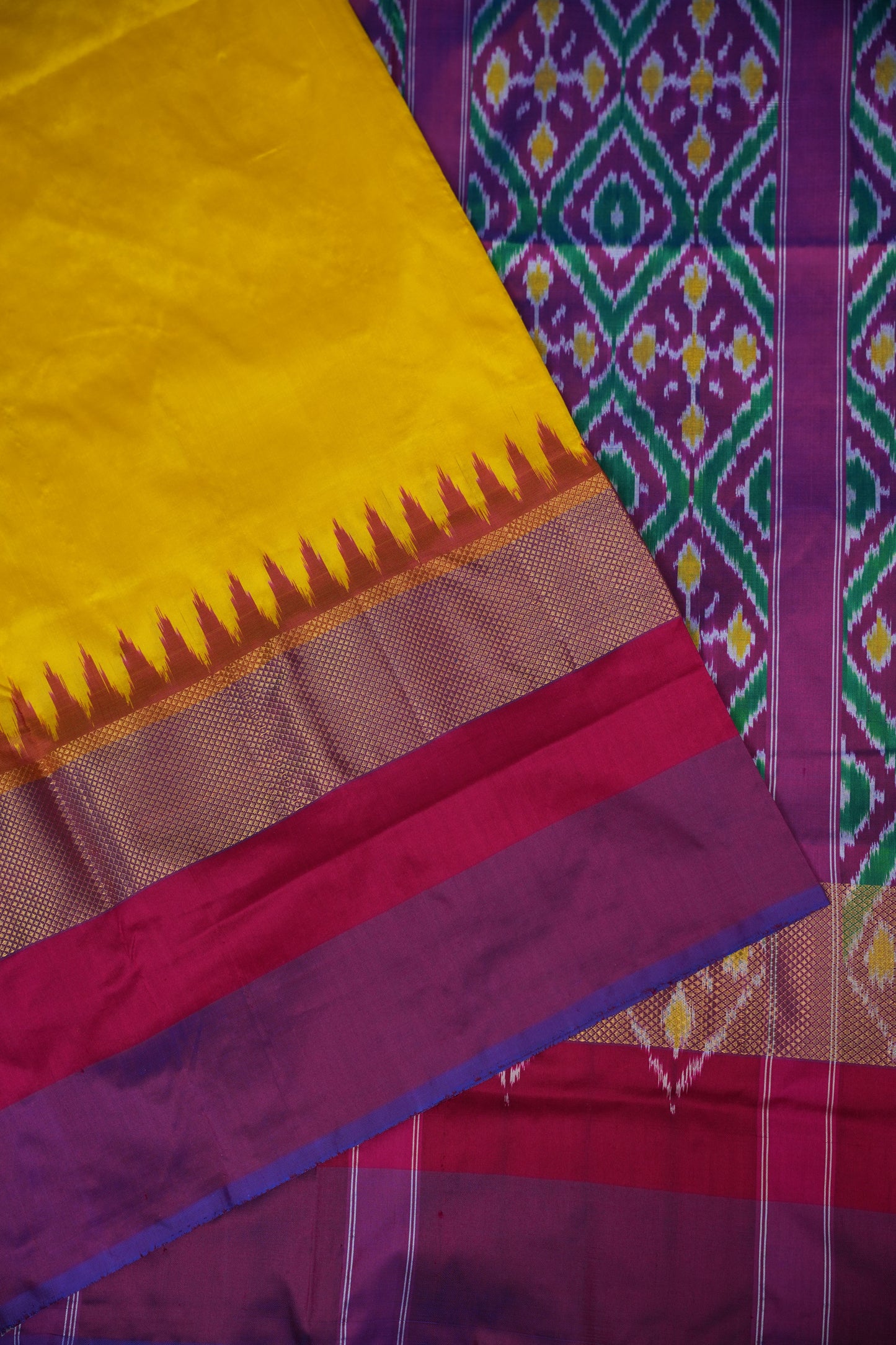 Pure Ikkat Soft Silk Saree - Yellow