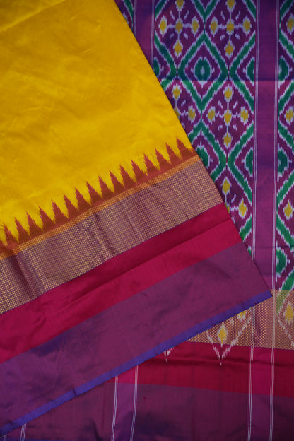 Pure Ikkat Soft Silk Saree - Yellow