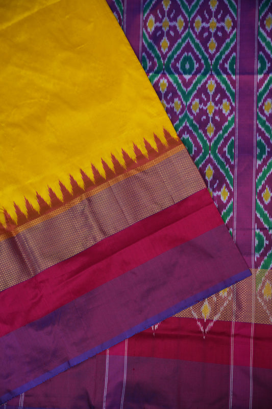 Pure Ikkat Soft Silk Saree - Yellow