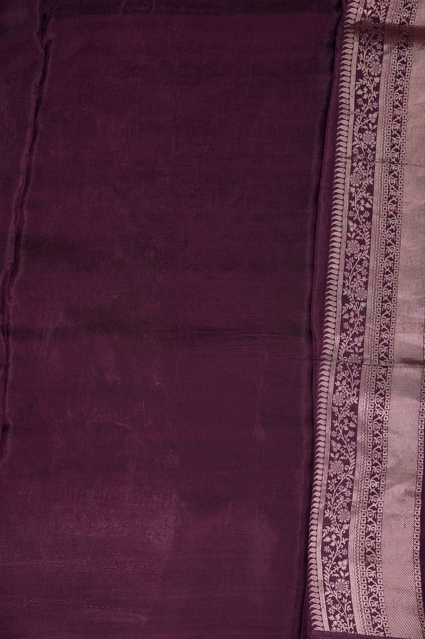 Banarasi Silk Saree – Rich Plum Purple with Intricate Gold Zari Floral Weave