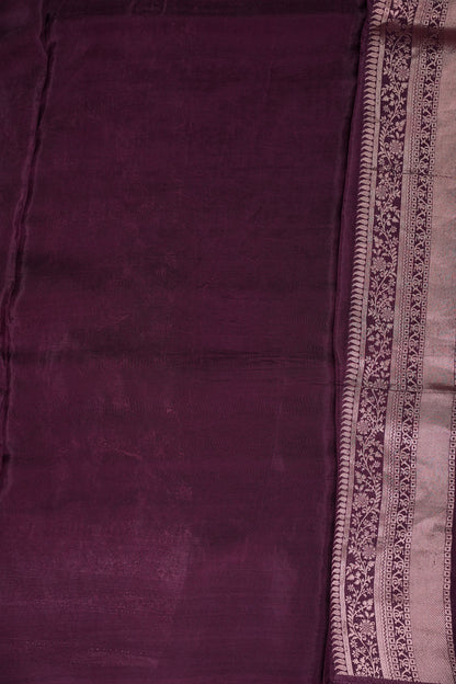 Banarasi Silk Saree – Rich Plum Purple with Intricate Gold Zari Floral Weave