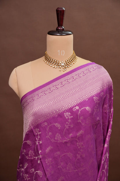 Banarasi Silk Saree – Elegant Orchid Pink with Intricate Subtle Gold Zari Weave