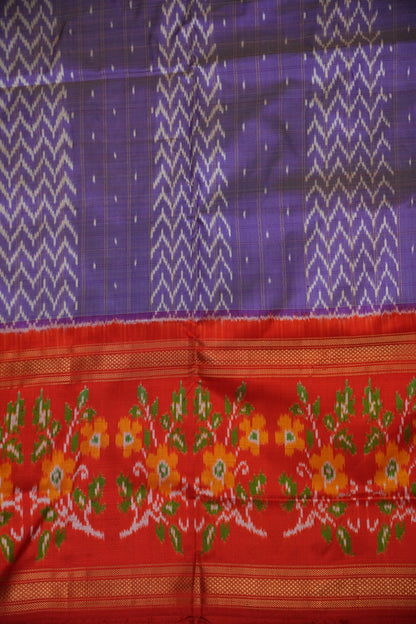 Pure Ikkat Soft Silk Saree - Lavender & Orange