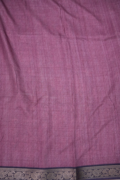 Linen Tussar Saree with Kalamkari Digital Print – Purple Floral Theme