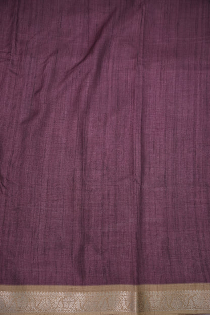 Linen Tussar Saree with Kalamkari Digital Print – Lavender Krishna Theme