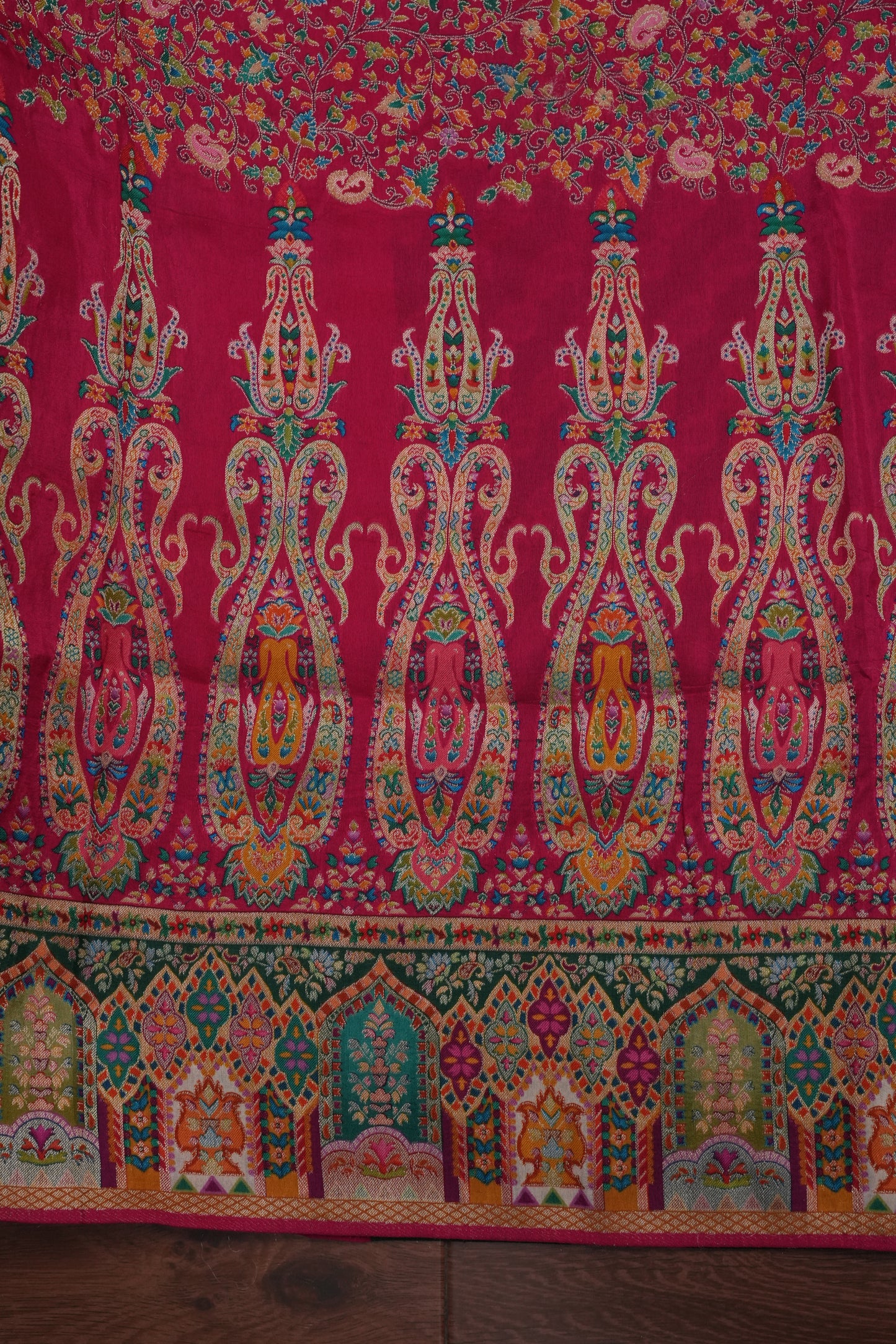 Kashmiri Pashmina Story Telling Saree - Pink