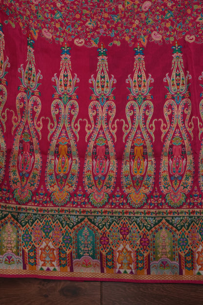Kashmiri Pashmina Story Telling Saree - Pink