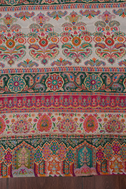 Kashmiri Pashmina Story Telling Saree - Pink