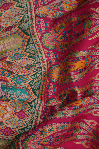 Kashmiri Pashmina Story Telling Saree - Pink