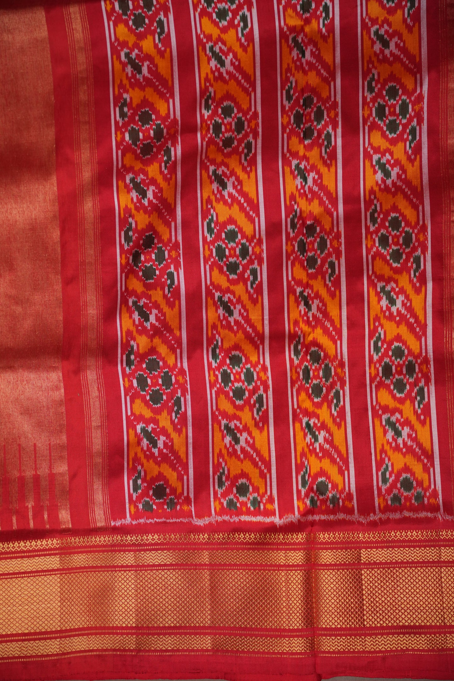 Pure Ikkat Soft Silk Saree - White & Red