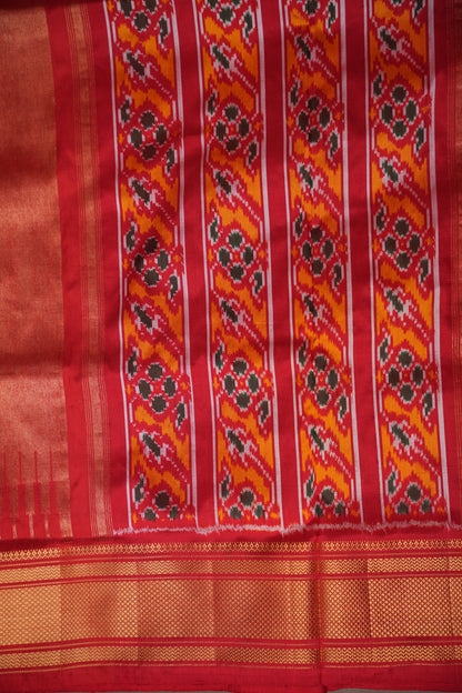 Pure Ikkat Soft Silk Saree - White & Red