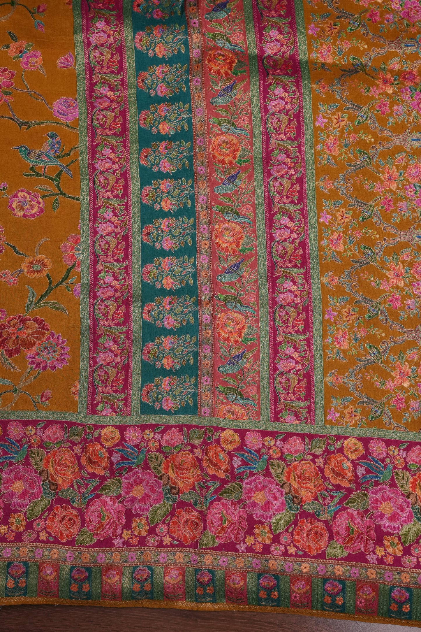Kashmiri Pashmina Story Telling Saree - Mustard Yellow