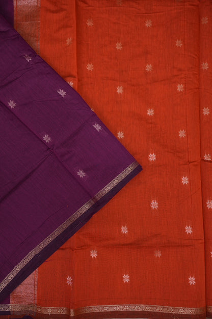 Maheshwari Silk Cotton Saree|Purple & Orange