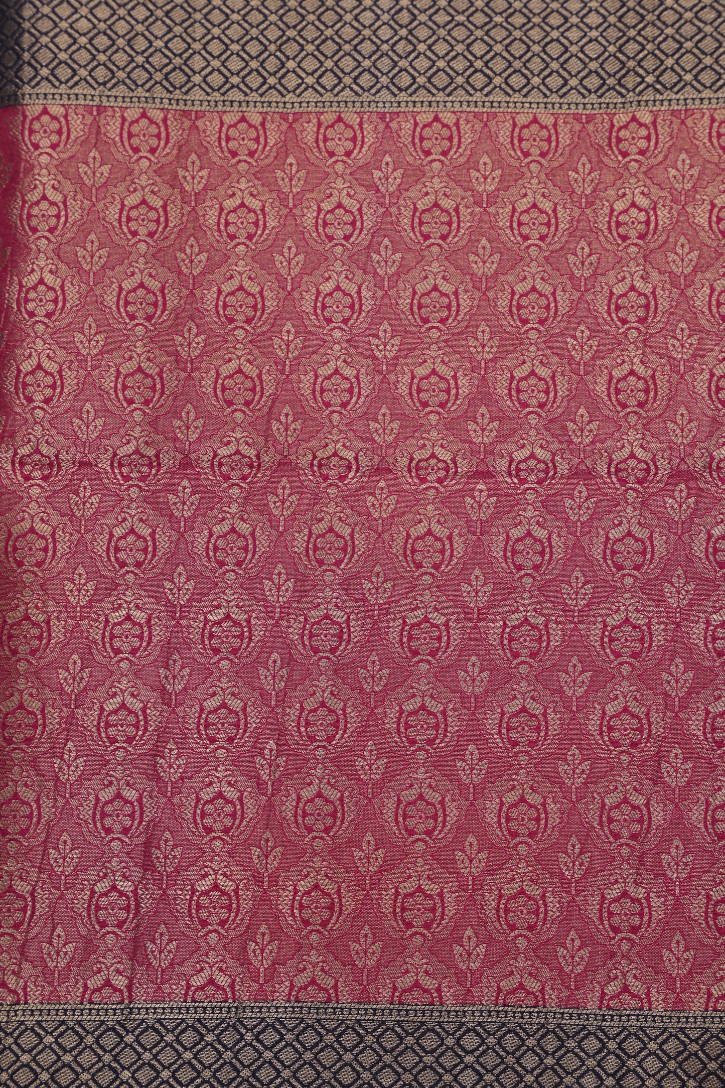 Kashmiri Pashmina Story Telling Saree - Navy Blue & Pink