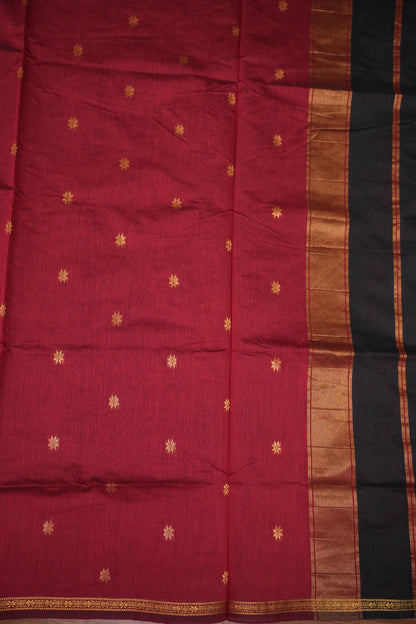 Maheshwari Silk Cotton Saree|Black & Red