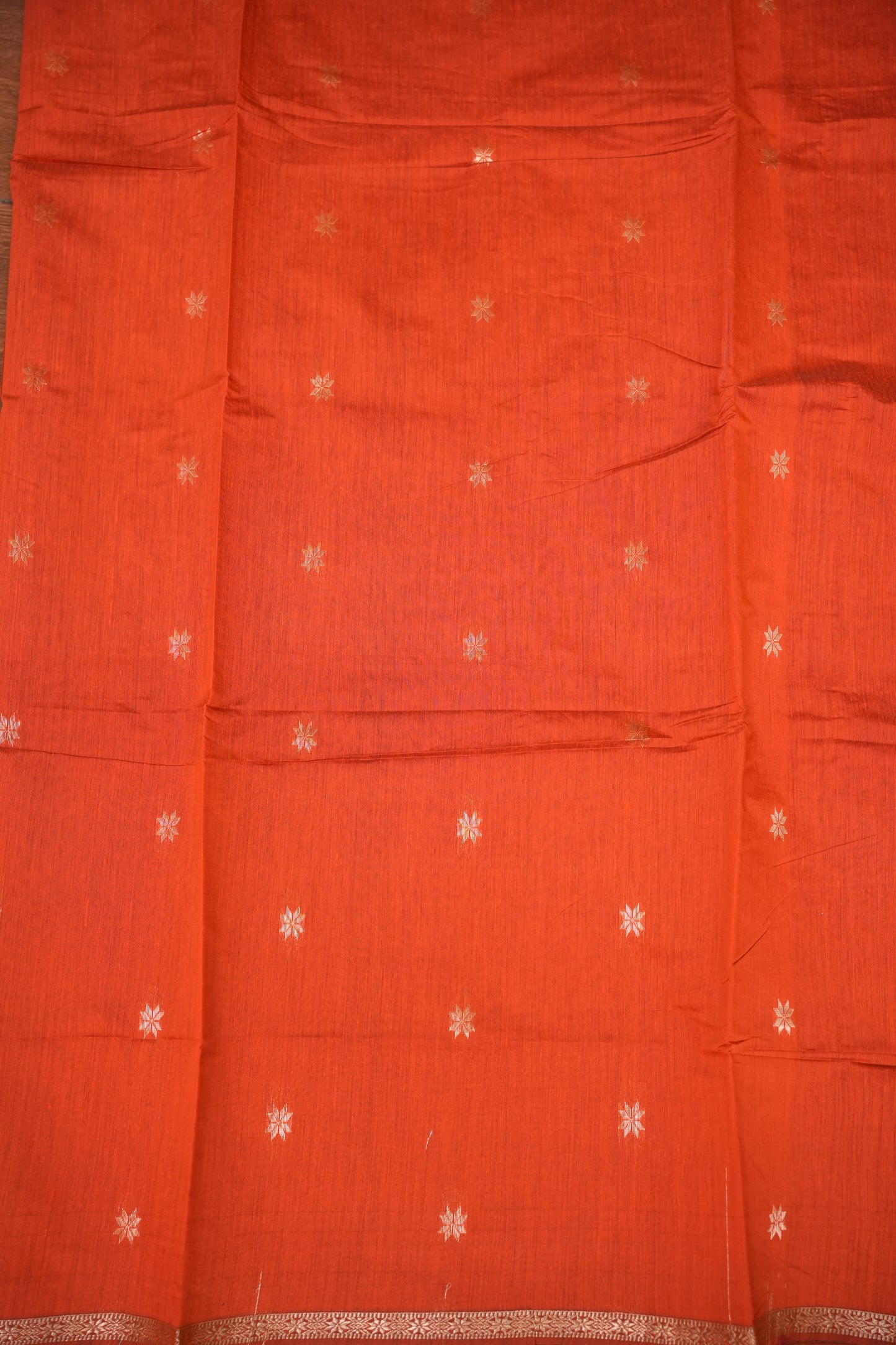 Maheshwari Silk Cotton Saree|Orange & Green