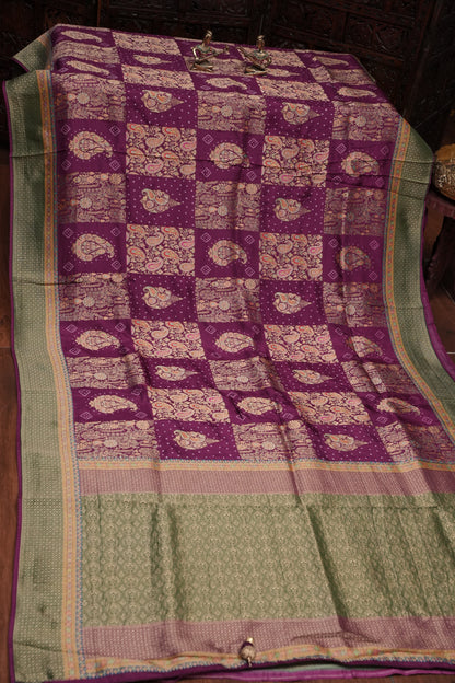Kashmiri Pashmina Story Telling Saree - Wine