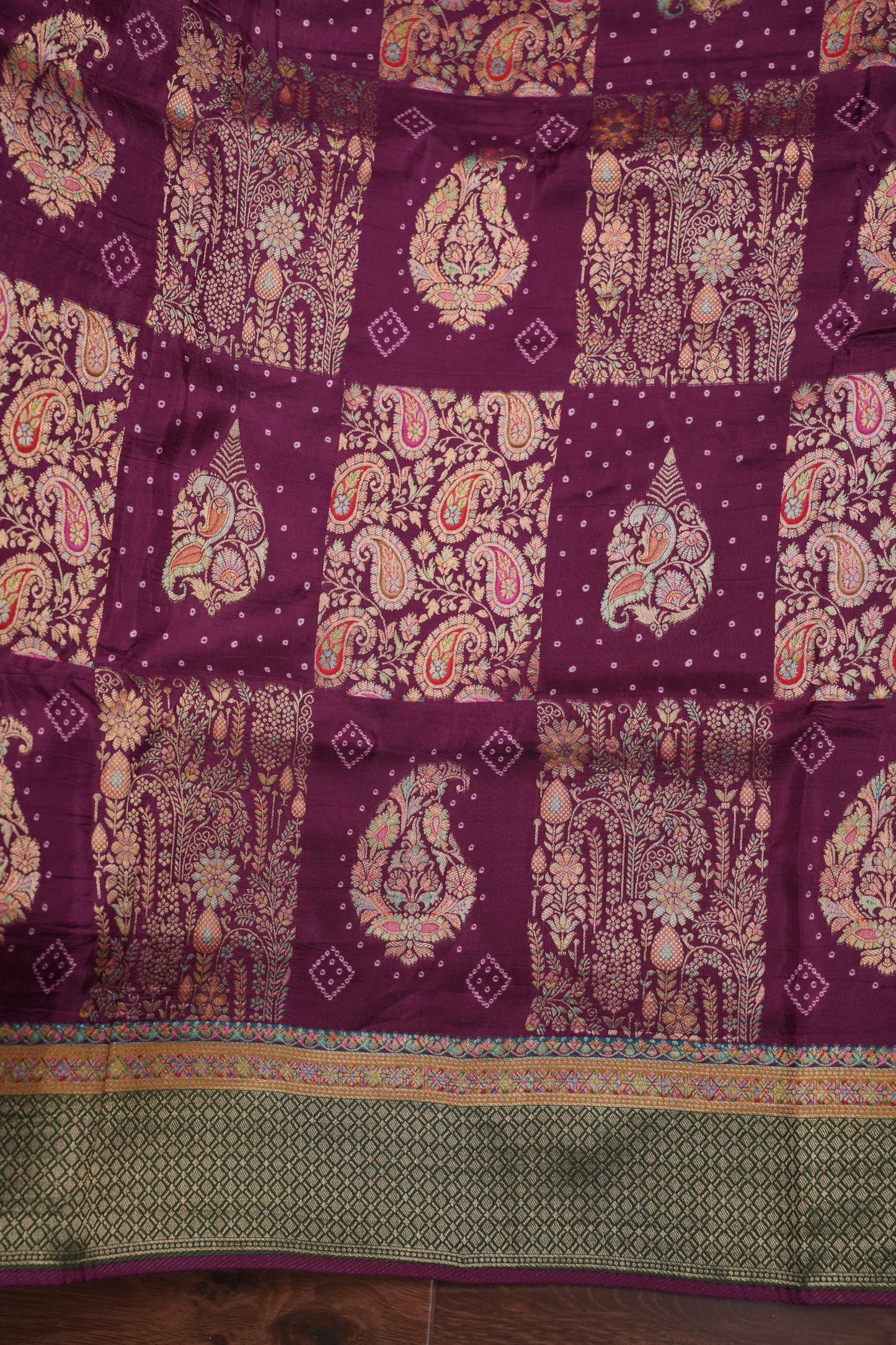Kashmiri Pashmina Story Telling Saree - Wine