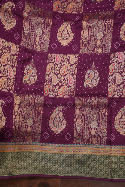 Kashmiri Pashmina Story Telling Saree - Wine