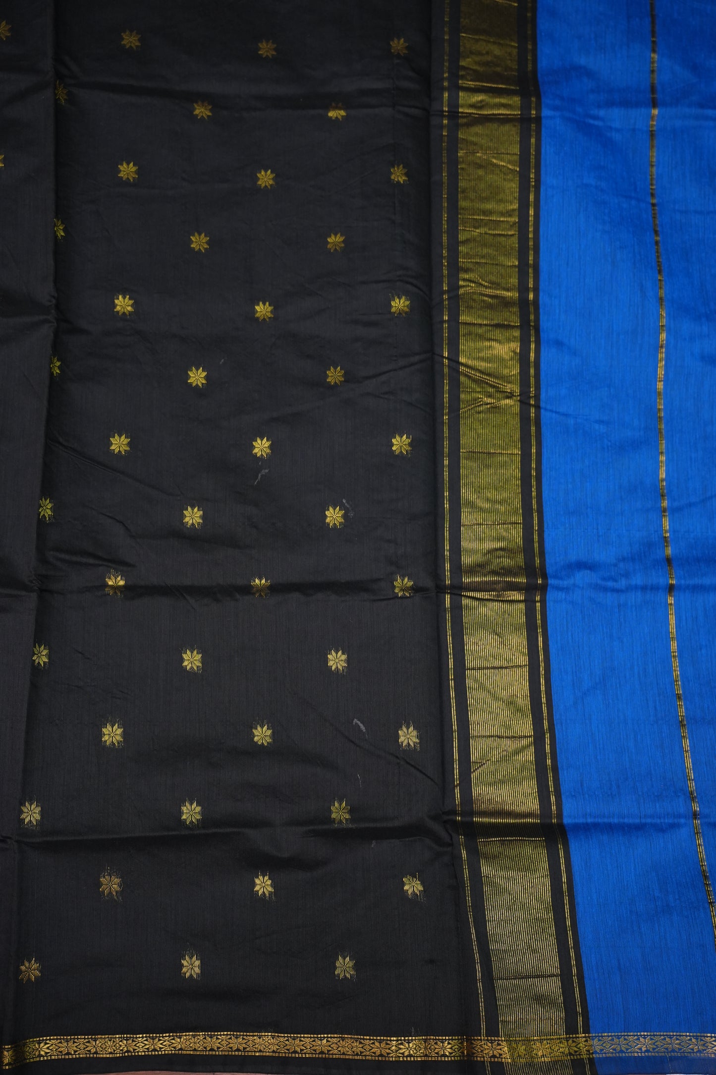 Maheshwari Silk Cotton Saree|Blue and Black