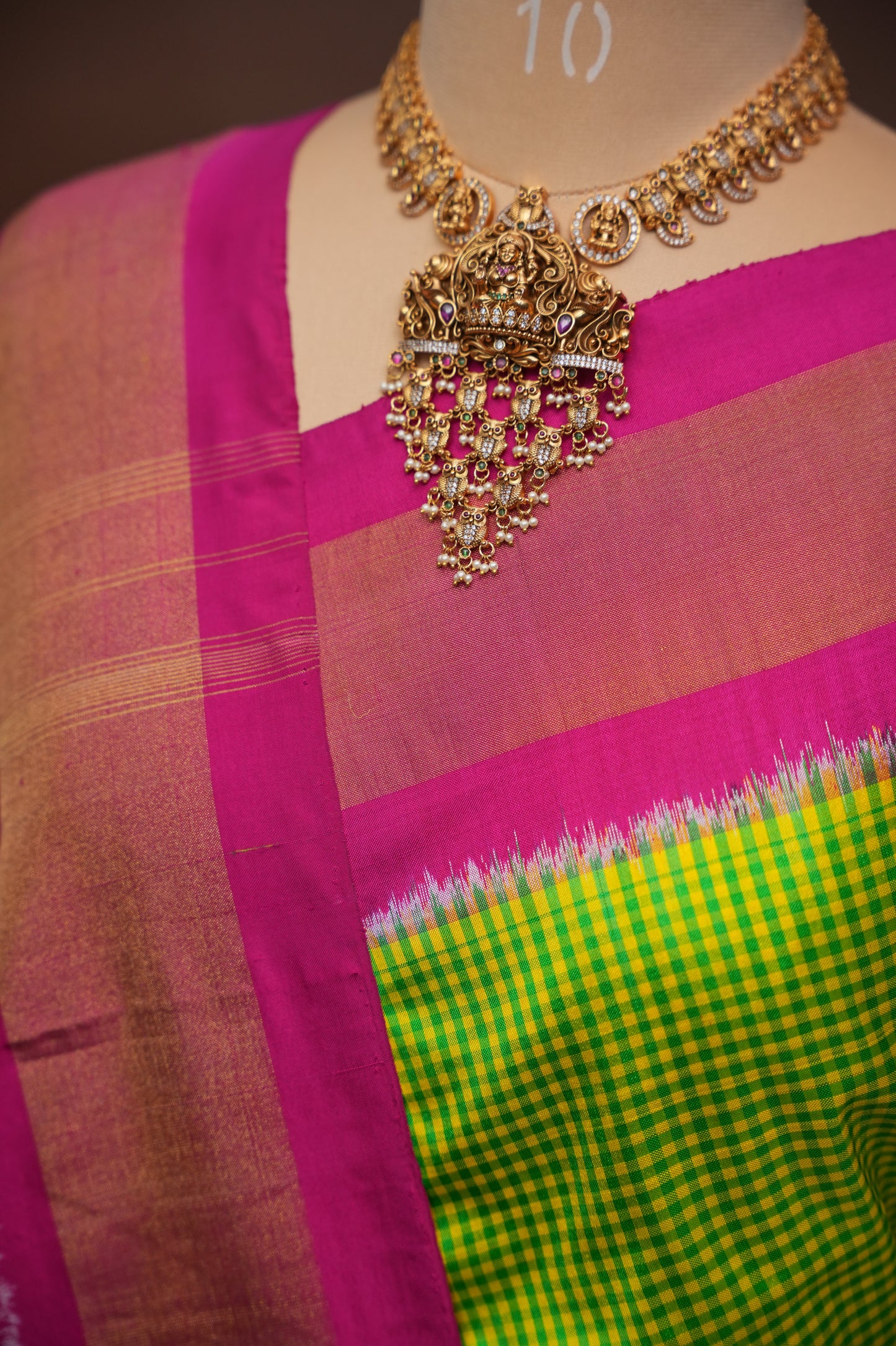 Pure Ikkat Soft Silk Saree - Parrot Green & Pink