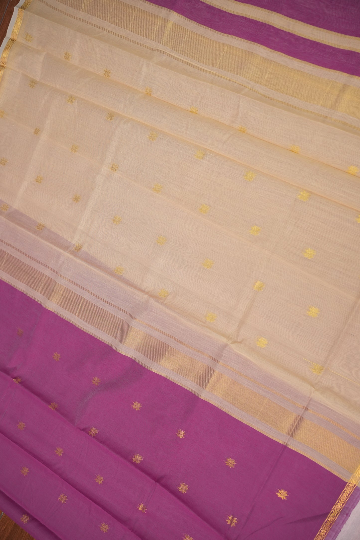 Maheshwari Silk Cotton Saree|Pink and Half White