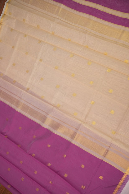 Maheshwari Silk Cotton Saree|Pink and Half White