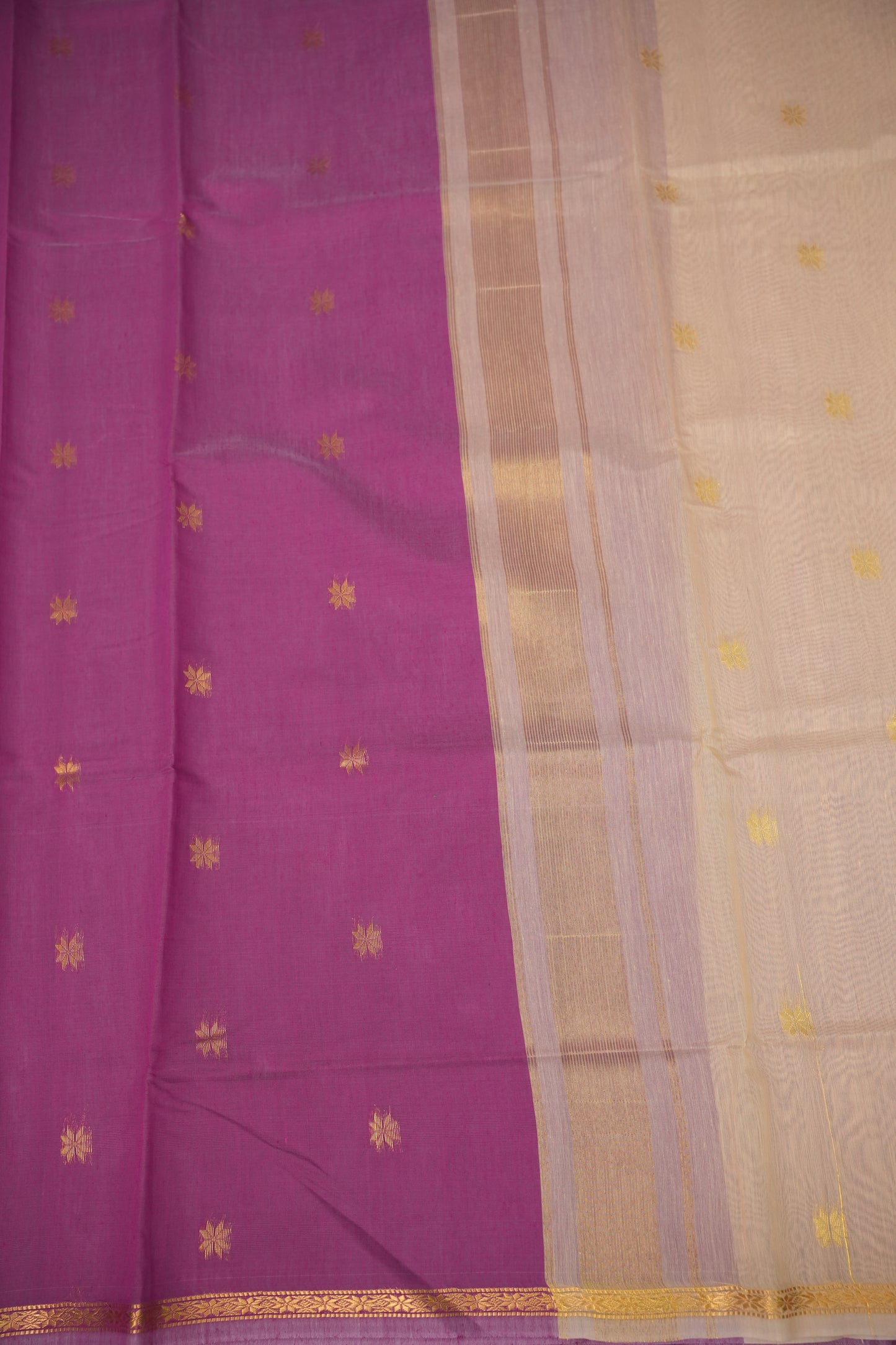 Maheshwari Silk Cotton Saree|Pink and Half White