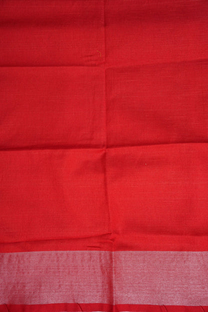 Pure Linen Saree – Blush Pink with Silver Zari Accents