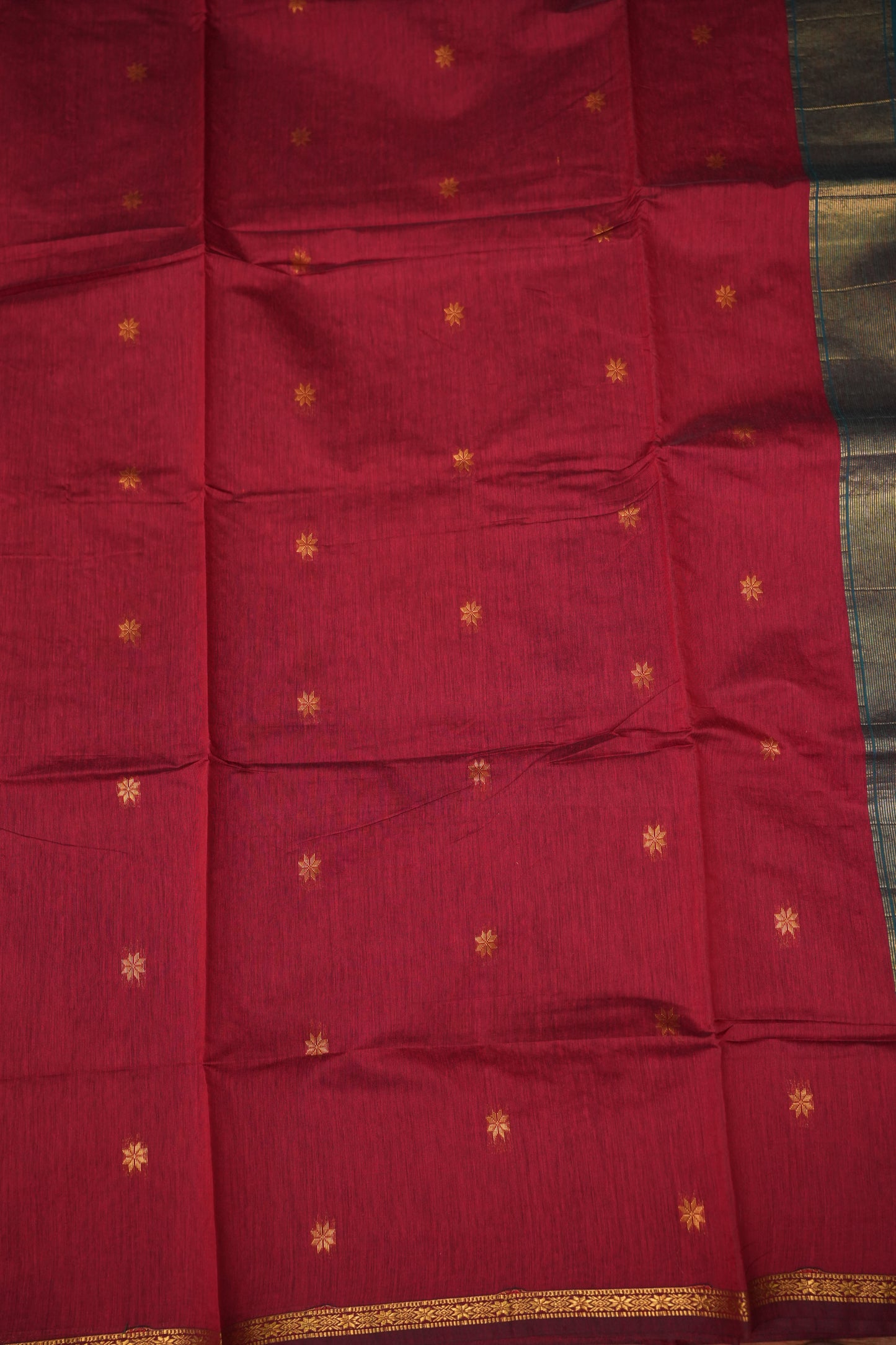 Maheshwari Silk Cotton Saree|Maroon and Teal