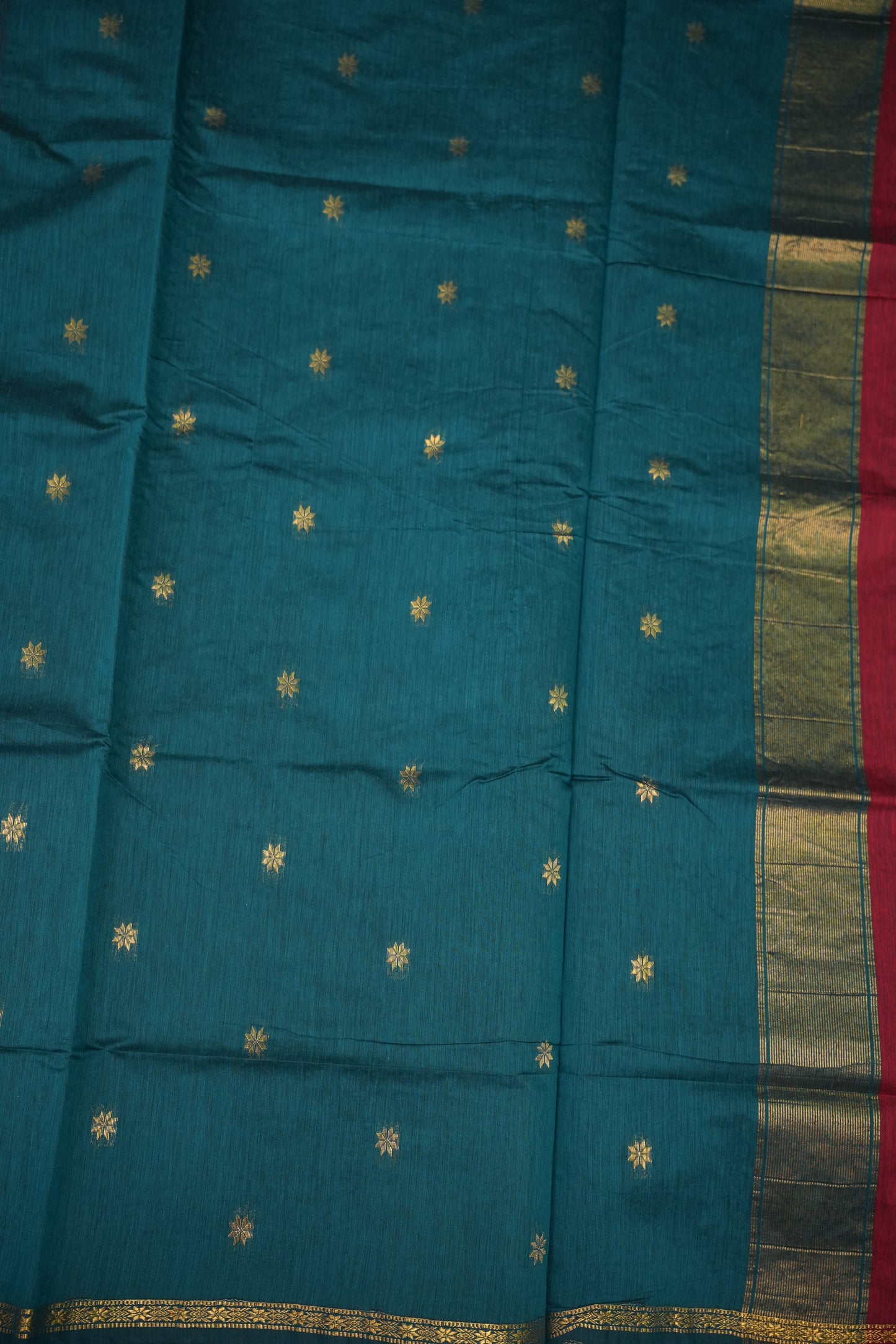 Maheshwari Silk Cotton Saree|Maroon and Teal