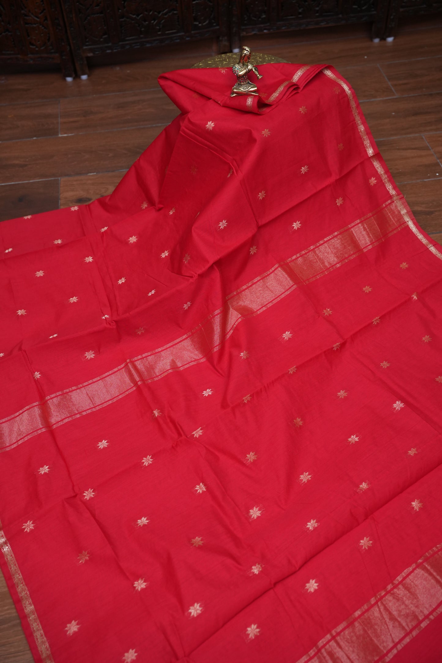 Maheshwari Silk Cotton Saree|Red