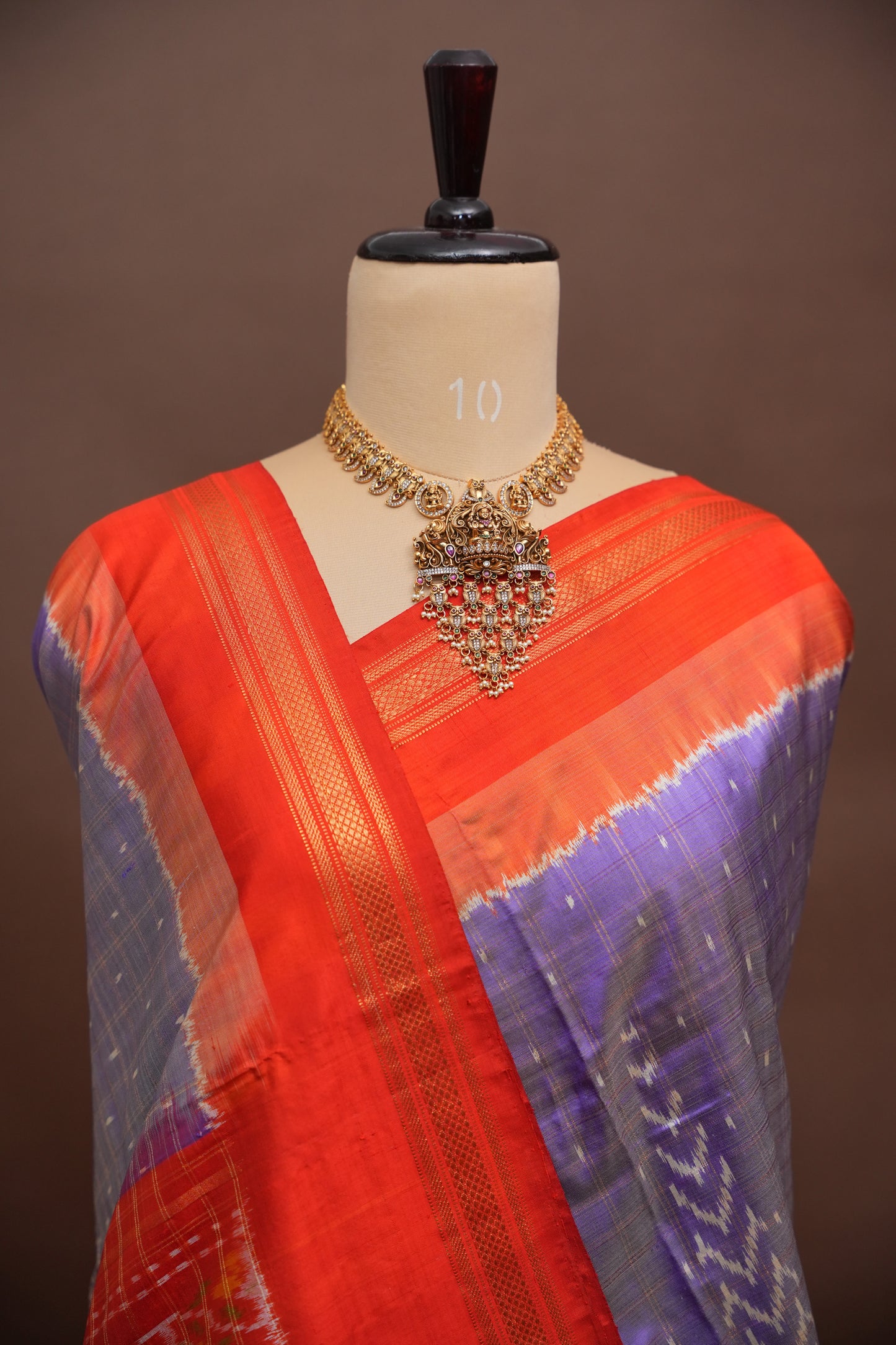 Pure Ikkat Soft Silk Saree - Lavender & Orange