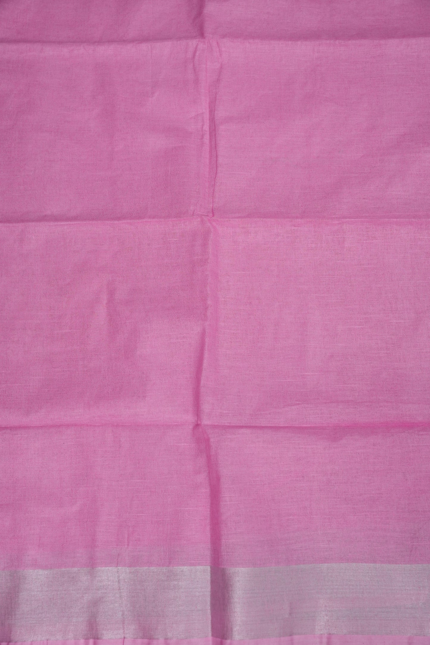 Pure Linen Saree – Soft Baby Pink with Silver Zari Stripes