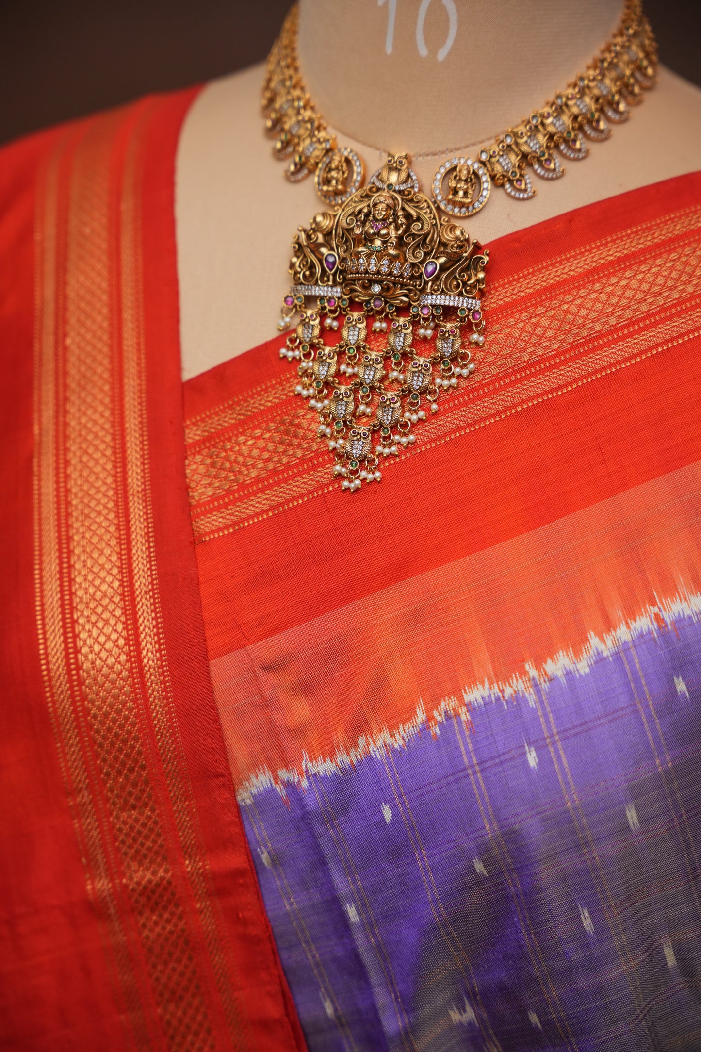 Pure Ikkat Soft Silk Saree - Lavender & Orange